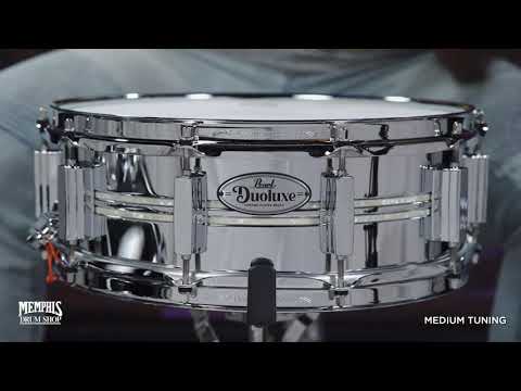 Pearl 14x5 Duoluxe Chrome Over Brass Snare Drum (DUX1450BR405)