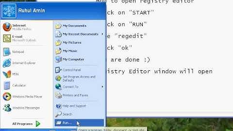 How to open registry editor using run command
