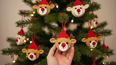 🦌🌲Very Easy Crochet Christmas Reindeer Ornament ❅ Step-by-step Tutorial ❅ Reindeer Applique