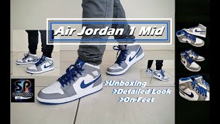 Air Jordan 1 Mid (Cement Grey/White/True Blue)