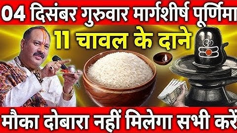 04 दिसंबर गुरुवार मार्गशीर्ष पूर्णिमा के दिन 11 चावल के दाने वाला उपाय जरुर करे || Pradeep Ji Mishra