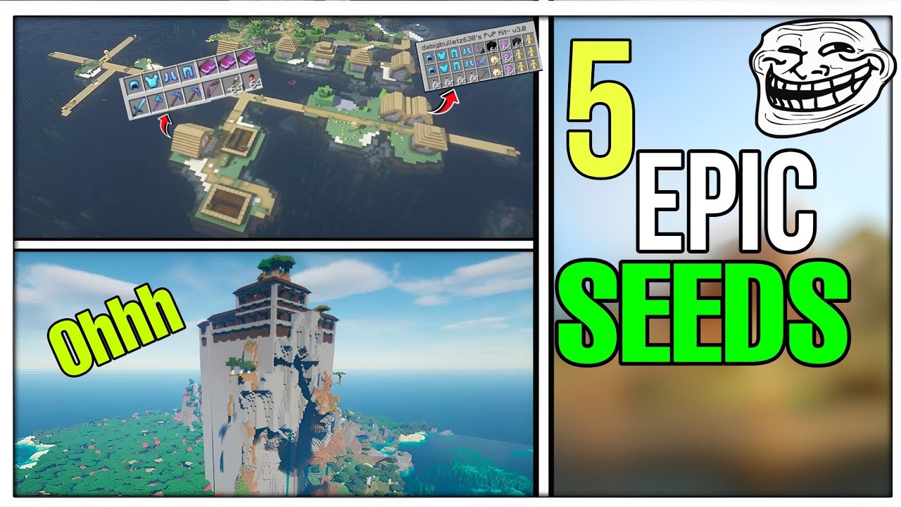 Top 5 God Seeds For Minecraft 1.29+ Pocket Edition And Bedrock || Seeds ...