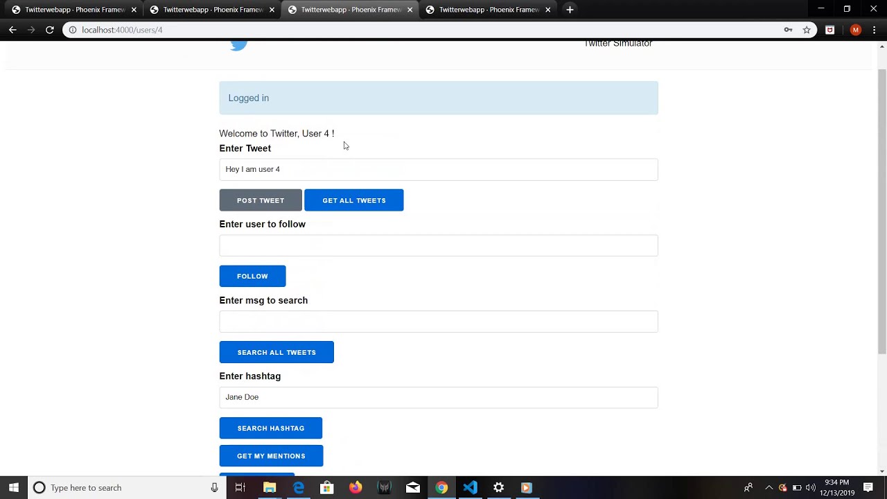 Twitter Simulator using Phoenix - YouTube