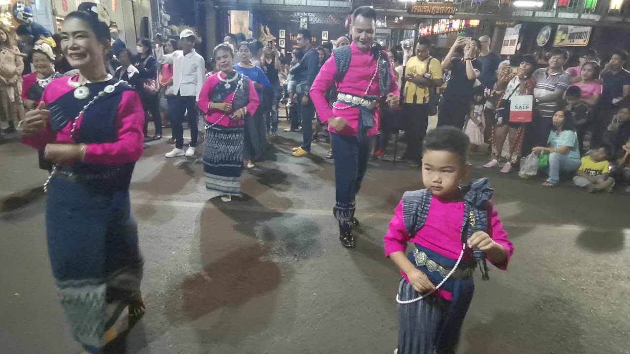 People Thai Dancing On Street In Khemmarat Night Market, Ubon Thailand ... Traditional Thai Dancing