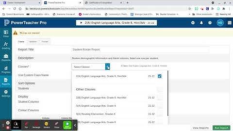 How to print Class Rosters from PowerSchool