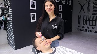 ASMR Calming head and face massage in barbershop by Vika