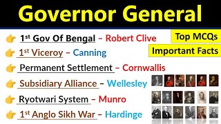 Governor General & Viceroy Of India | Important Facts Governor General | Governor General Top MCQs |