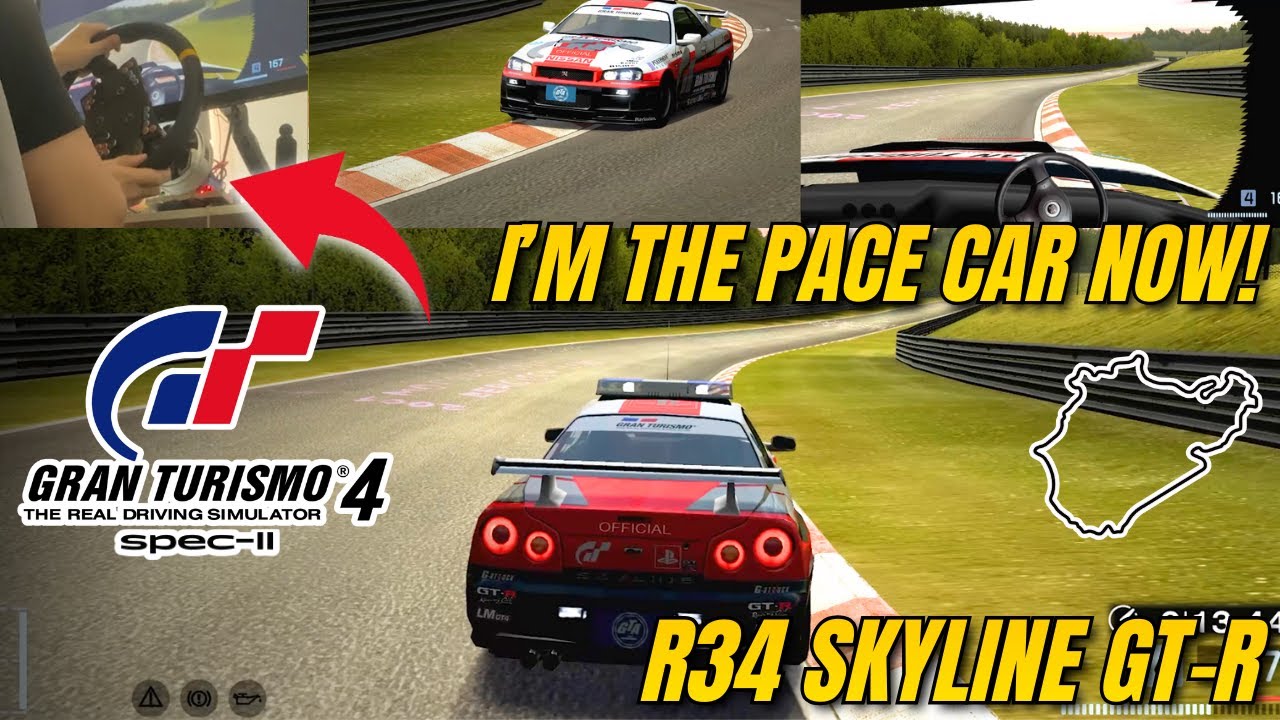 7:51.258 Nissan SKYLINE GT-R R34 Nürburgring lap - Gran Turismo 4 - Steering Wheel