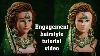 engagement low bun hairstyle || volume khajuri front hairstyle || backcombing puff with mang tikka