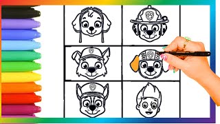 how to draw Ryder,Chase,sky,and...from pawpatrol:drawing for kids and Toddlers 👗👠👟
