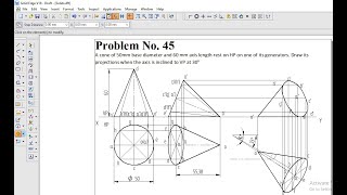 Projection of solids 45th problem , projection of solids computer aided engineering drawing BCEDK103
