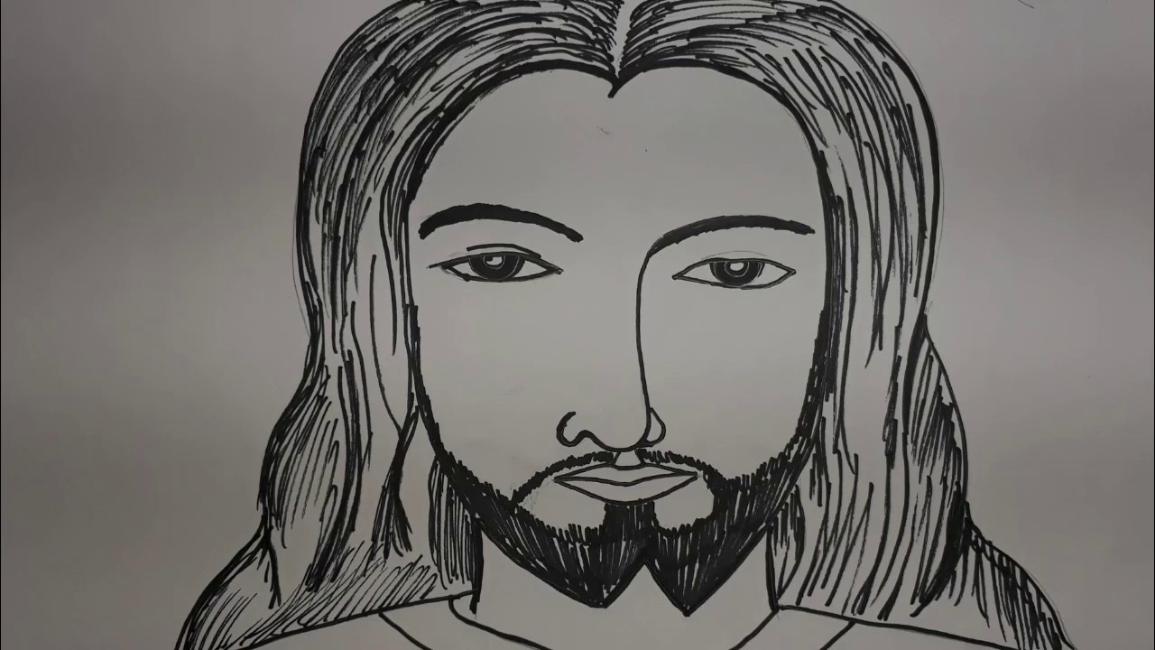 How to draw Lord Jesus Christ drawing for kid step by step || Jesus for ...