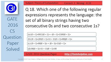 GATE 2016 CS Q18 - Which one of the following regular expressions represents the language: