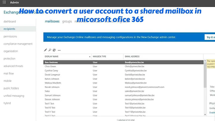 How to convert a user account to a shared mailbox in micorsoft ofice 365 | Convert a mailbox