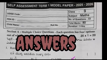 💯9th class mathematics sa term 1 question paper answers key real self assessment term 1 key 