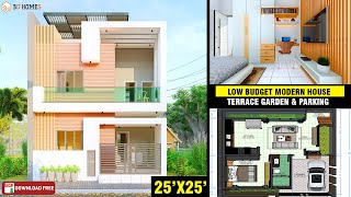 25x25 House Design | Cost 10-12 Lacs | 25x25 House Plans | 25'x25' | Parking | Terrace Garden