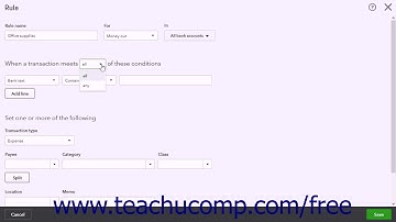 QuickBooks Online Plus 2017 Tutorial Managing Bank Transaction Rules Intuit Training