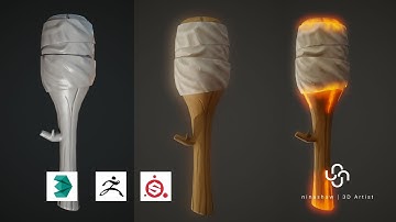 TIMELAPSE | Game Asset  Stylized Torch | 3dsMax/Zbrush/Substance Painter