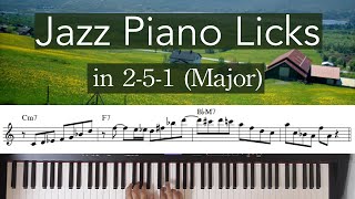 Jazz Piano licks/phrases in 2-5-1 (IIm7-V7-IM7) #1