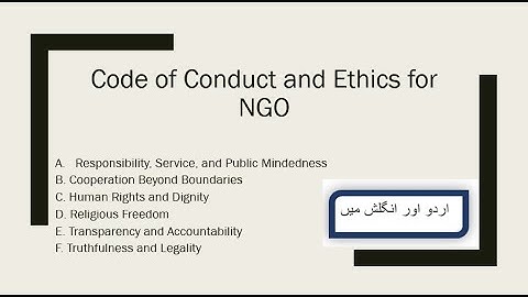 Code of conduct and Ethics for NGOs in Urdu with Example