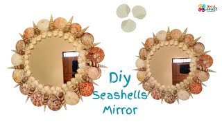 Wall Mirror Decor Ideas By Seashells || Beautiful Wall Hanging Craft Ideas || DIY Seashell Mirror