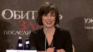 Milla Jovovich and Paul W.S. Anderson interview at the Moscow RE: The Final Chapter press conference