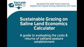 Saltland Genie Web App - SGSL Economics Calculator Tutorial