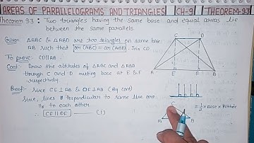 Areas of parallelograms and triangles/ class-9th/ theorem-9.3 / chapter-9 / by NPK maths classes