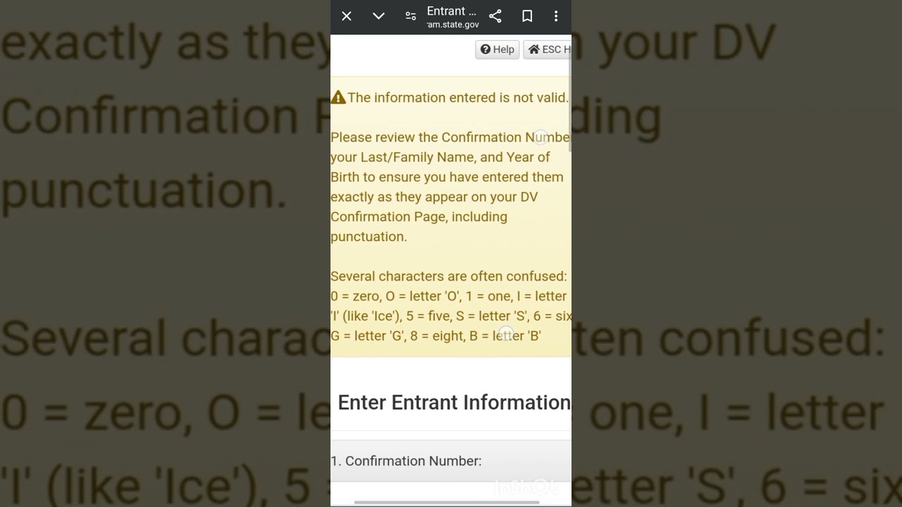 FORGOTTEN YOUR DV CONFIRMATION NUMBER