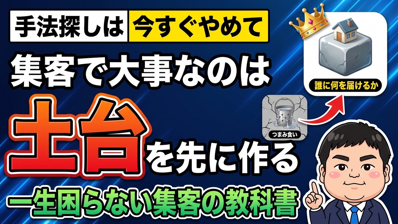 【完全版】集客方法を探すのはやめてください。SNSや広告より大切な「一生お客様に困らないマーケティング」の仕組み