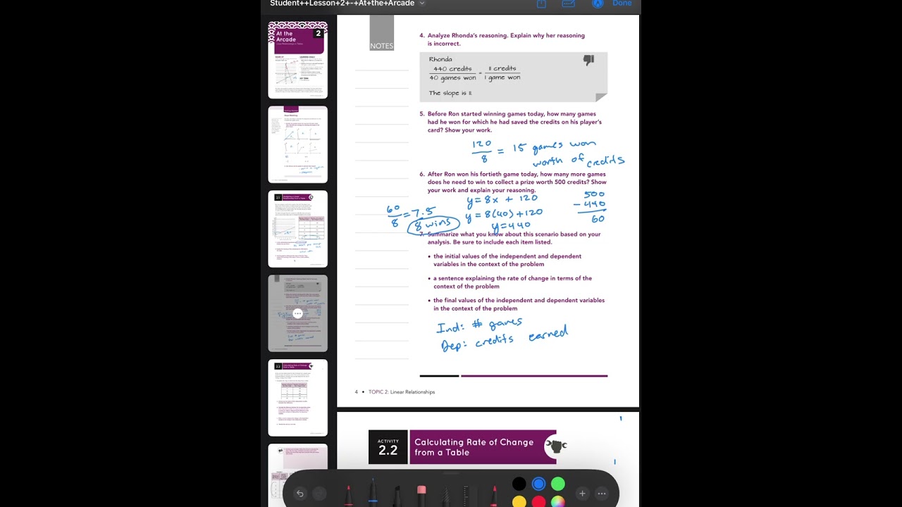 Math 8 - Unit 2 Topic 2 - Lesson 2 - Linear Relationships in Tables