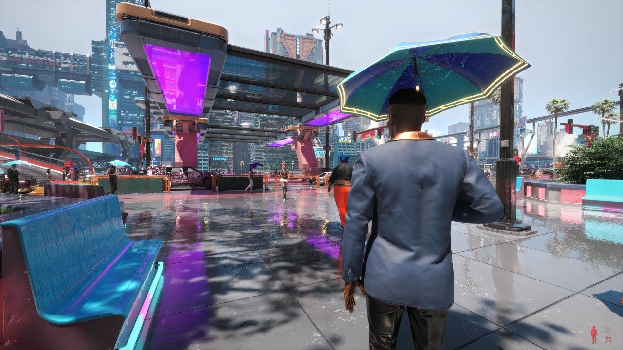 4K] Cyberpunk 2077 Relaxing Rainy Day Walking Tour from