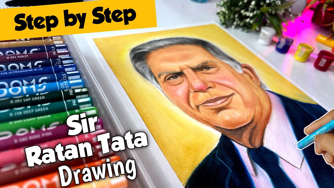 Ratan Tata Drawing | How to draw RATAN TATA | Sir RATAN TATA Drawing | Oil pastel drawing
