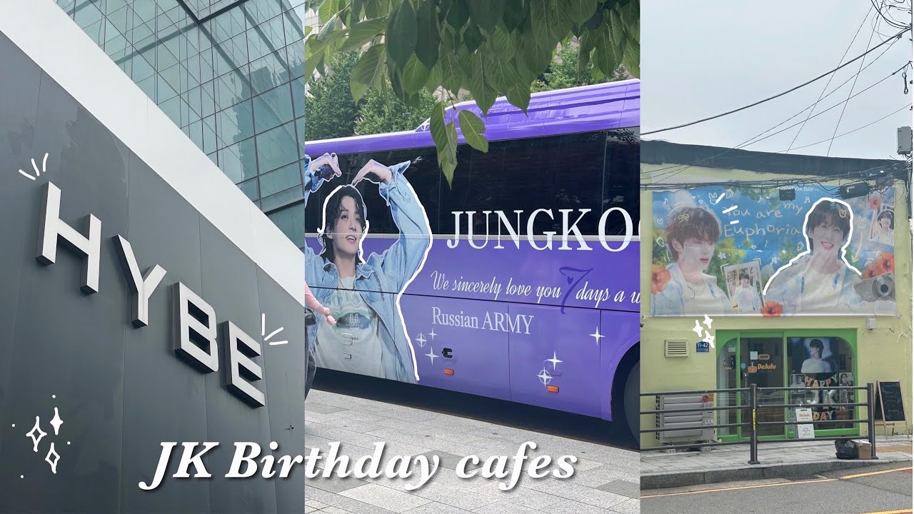 Korea Vlog 🇰🇷 (visiting the HYBE building, JK birthday cafes) | Leena Land