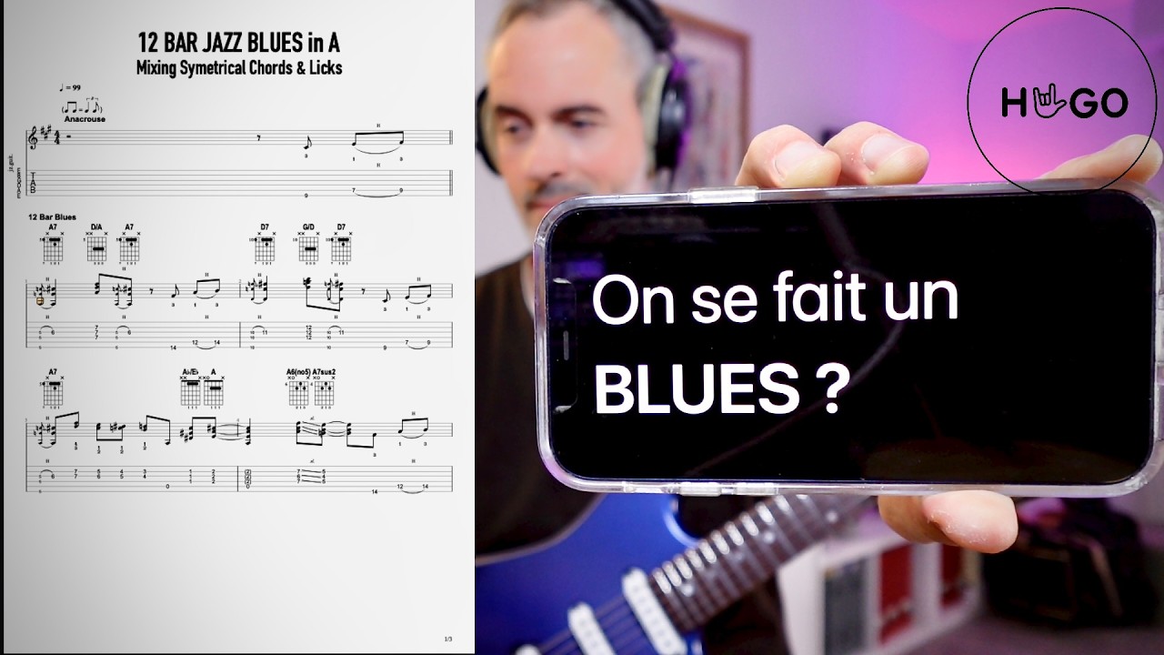12 mesures de Blues Majeur // Utiliser des Motifs Symétriques à la guitare