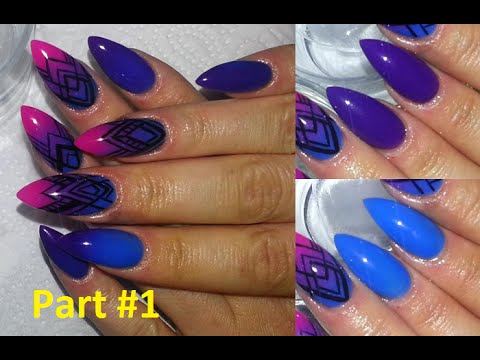 Graphic Neon Ombre Almond Acrylic Nails + Review On Madam Glams ...