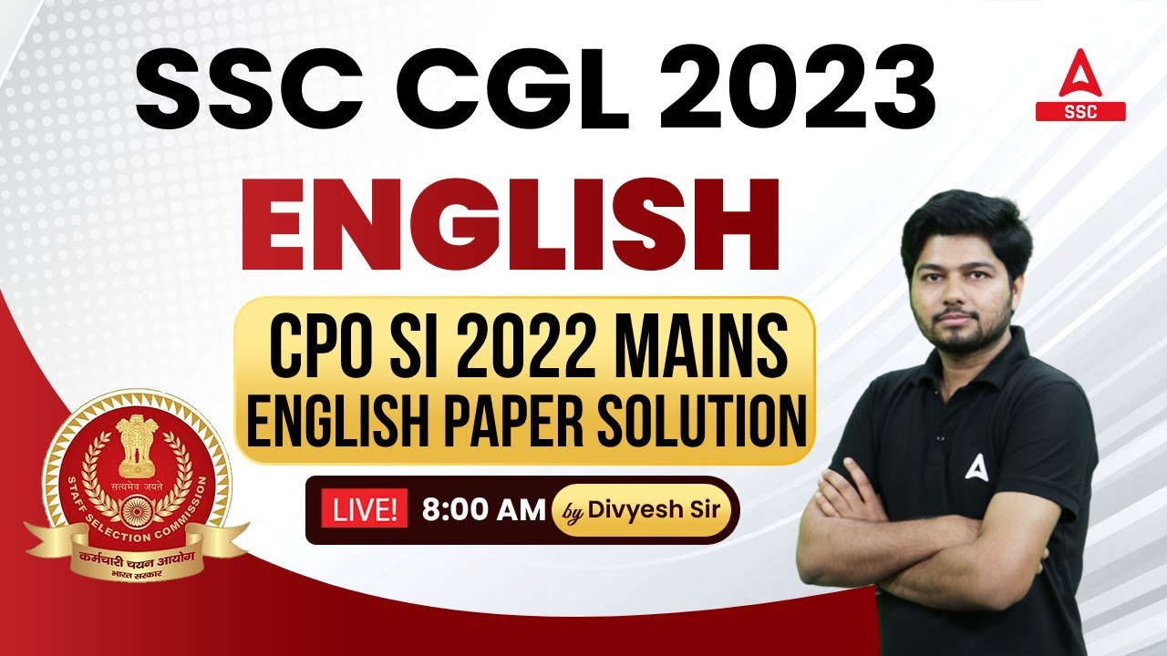 SSC CGL 2023 | SSC CPO Mains English Paper Solution | English by ...
