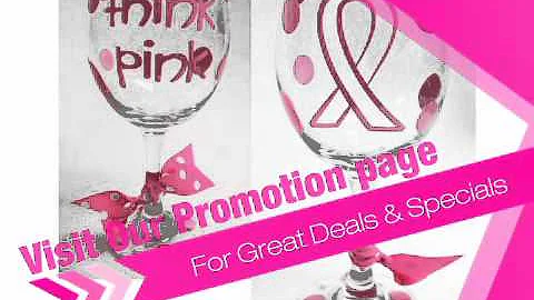 Think Pink - Pink Ribbon Wine Glass with Polka Dots - AdvantageBridal.com