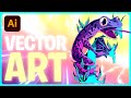 Frog Illustration - Sketching on Paper Vectoring in Adobe Illustration - Speed Art