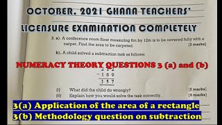 October 2021 Numeracy Theory  3(a) and (b) | Application of area of a rectangle | Subtraction