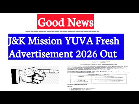 J&K Mission YUVA Fresh Advertisement 2026 Out|| How To Apply || Big Update For Aspirants 