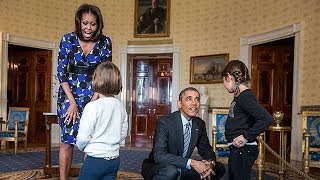 The President \& The First Lady Surprise Visitors on White House Tours