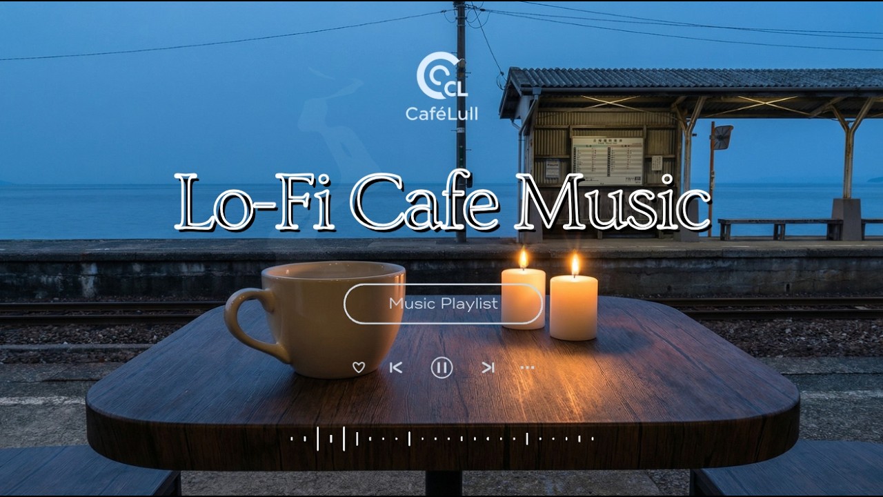 Midnight Seaside Cafe at Blue Hour | Candlelit Coffee Ambience by the Ocean