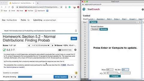 normal distribution: finding probability using statcrunch :)