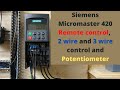 Siemens Micromaster 420 remote control, 2 wire and 3 wire control and potentiometer. (English)