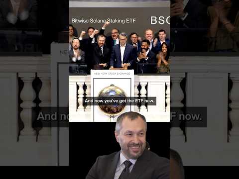 Solana Co-Founders at the New York Stock Exchange Celebrating Launch of BSOL