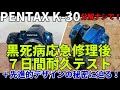 ジャンクカメラ PENTAX K-30 黒死病応急修理後耐久テスト＆デザインの秘密に迫る/分解しないで外から消磁しただけのお手軽修理だが、あっという間に元の真っ暗？ジワジワ悪化？それとも使えるまま？