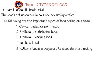 Types of loads acting on beam in strength of material[SOM]- in Civil Engineering