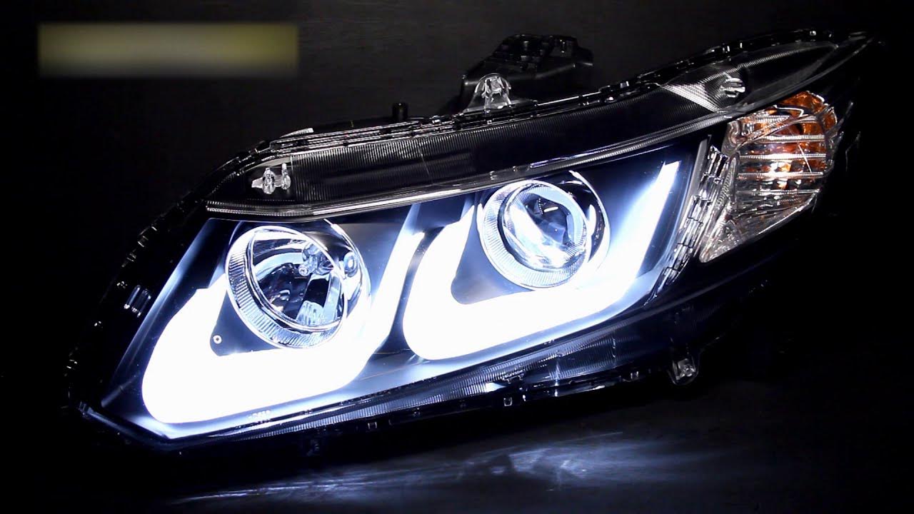 Купить фары цивик. Диодные фары для Honda Civic 5d. Honda Civic 04-05 оптика DRL. Honda Civic 2008 Front Headlamp. Фары Honda Civic 4d.