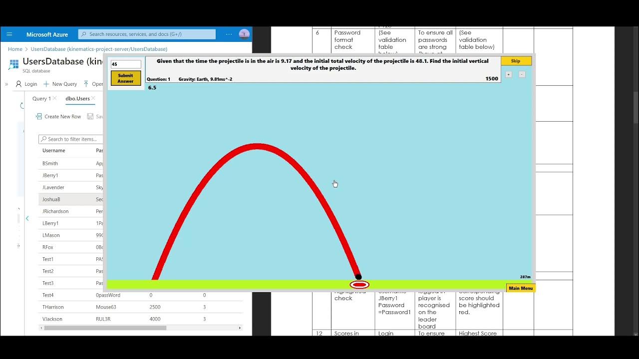Computer Science NEA Project Projectile Motion Game testing YouTube
